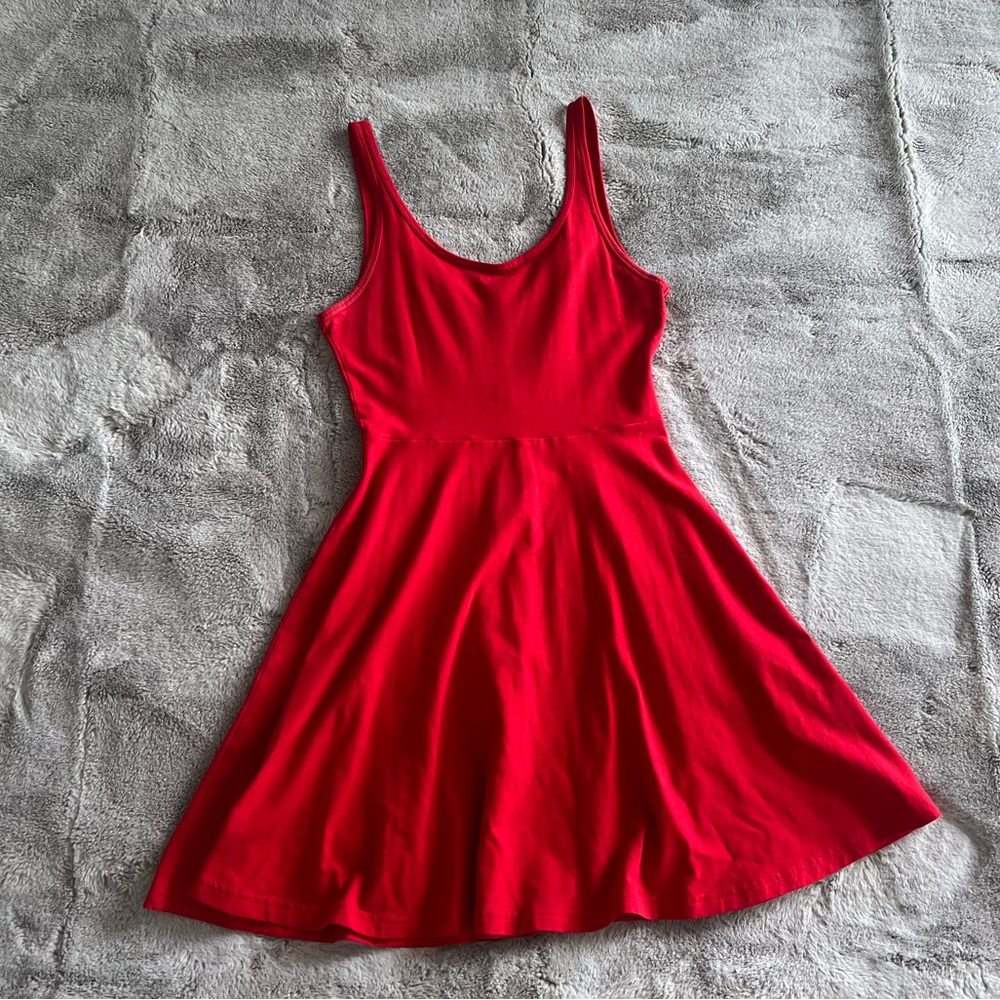 EXPRESS Red Strap Dress Black Zipper